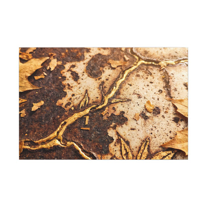 Kintsugi Rust Patina in Golden Hour | Gold Vein Canvas Art
