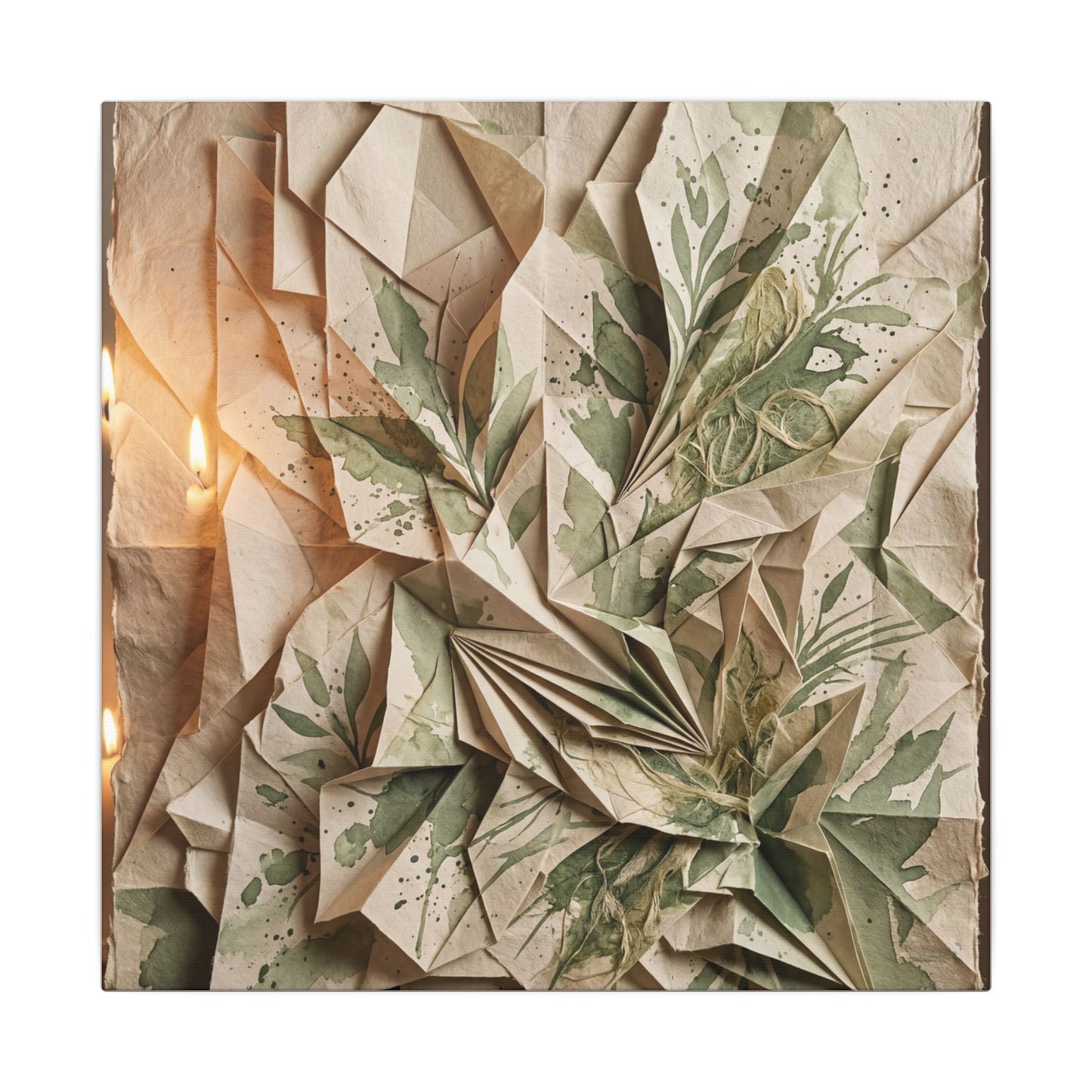 Japandi Paper Fold in Candlelight | Texture Canvas Art