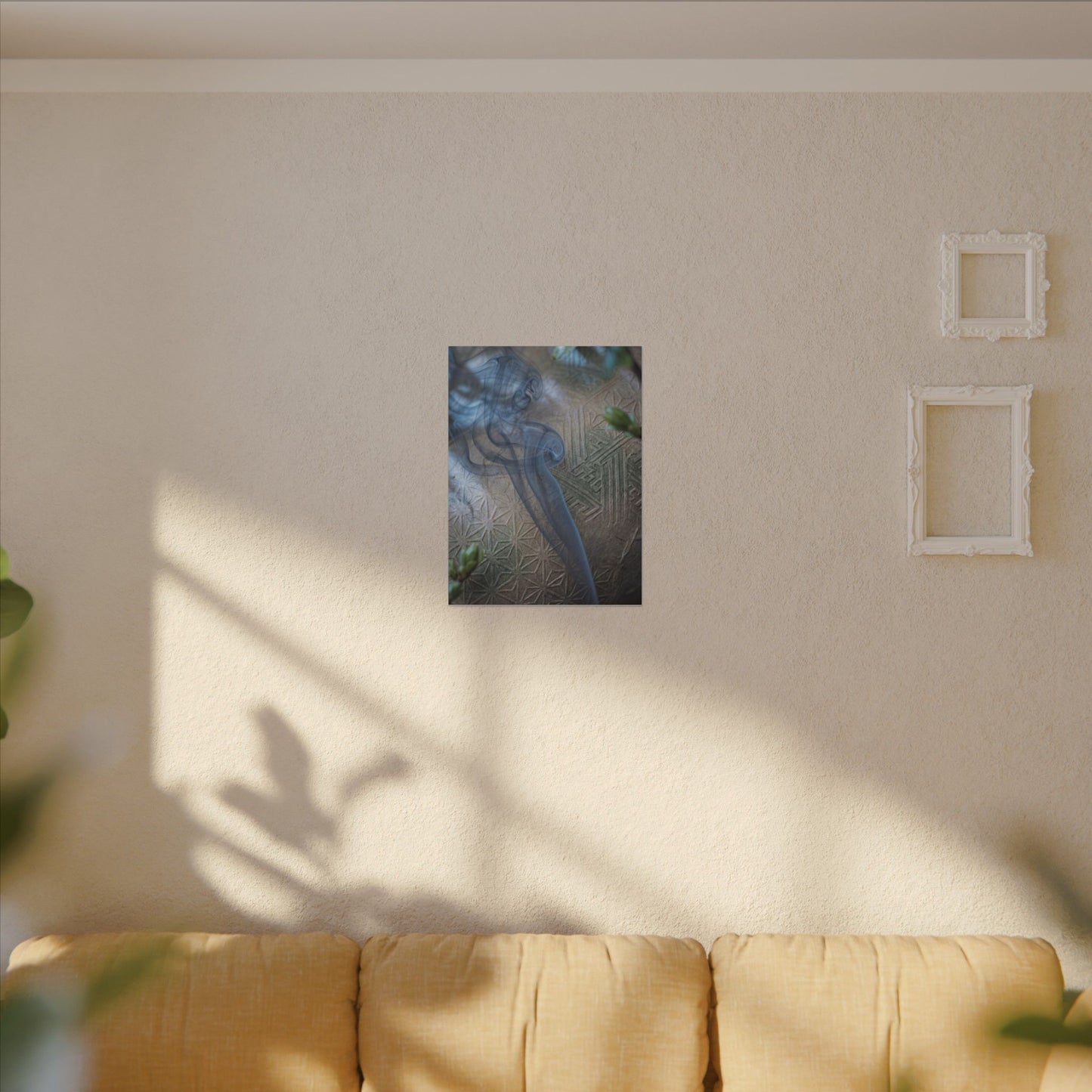 Spring Incense Smoke Japanese Pattern Canvas Art | Neutral Decor