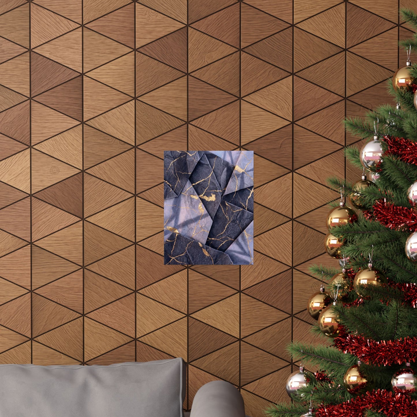Artful Paper Fold Wall Art Print - Gold Vein Kintsugi
