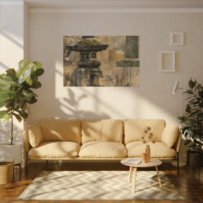 Elegant Stone Lantern Canvas Art - Texture Japandi