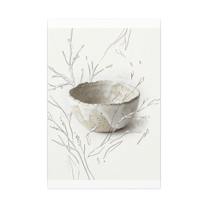 Neutral Ceramic Bowl Canvas Art - Minimal Line Japandi