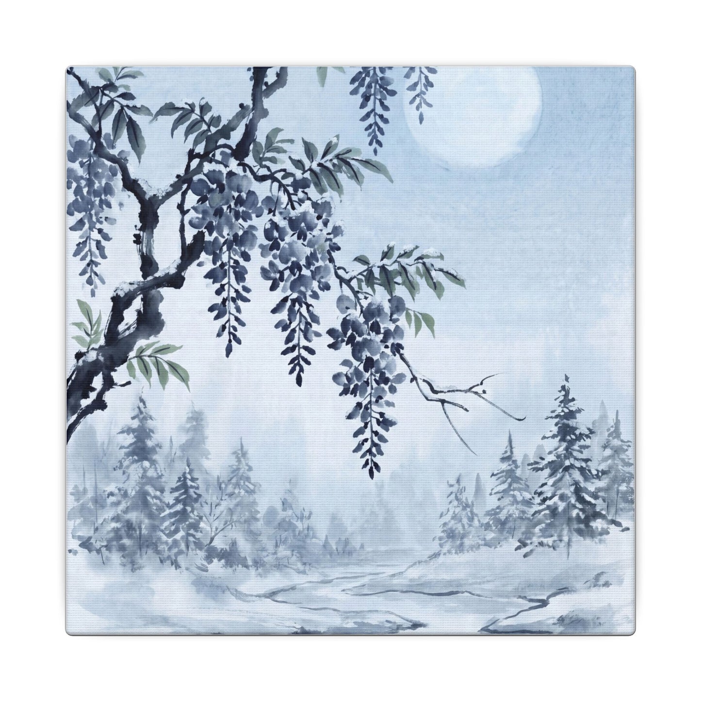 Seijaku Wisteria Canvas Art - Zen Sumi E