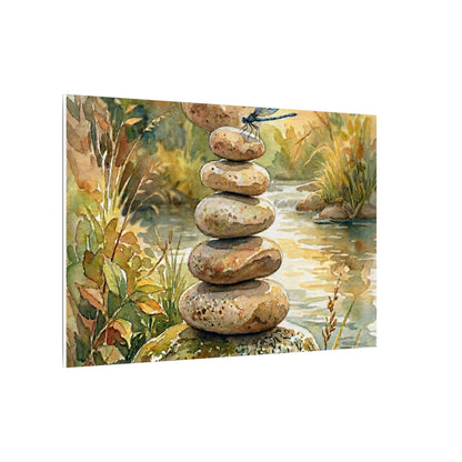 River Stones Summer Canvas Art | Japandi Cozy Design
