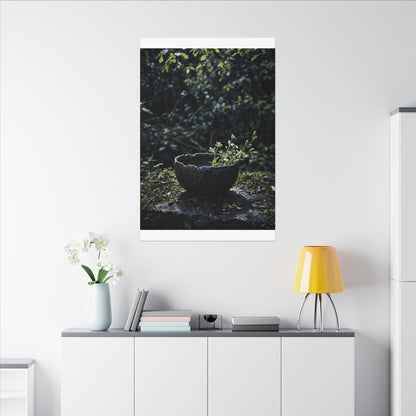 Dappled Ceramic Bowl Canvas Art - Dark Japandi Datsuzoku