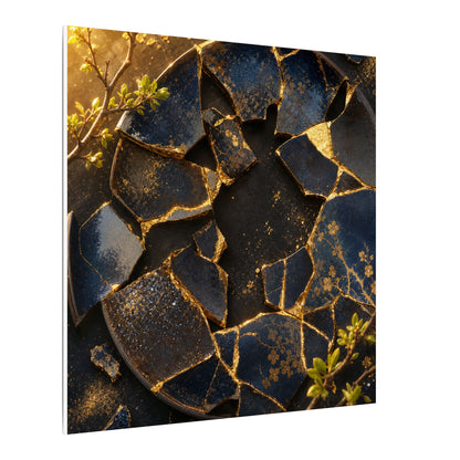 Golden Hour Broken Pottery Canvas Art - Kintsugi Ma