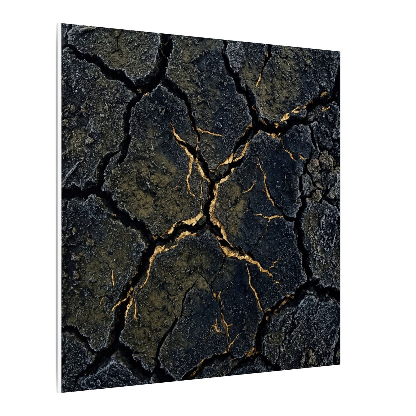 Overcast Cracked Earth Canvas Art - Dark Japandi Ma