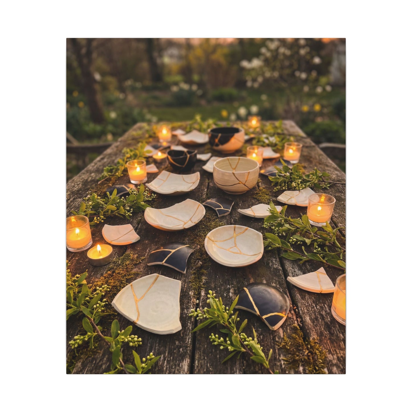 Broken Pottery Spring Canvas Art | Kintsugi Beautiful Design