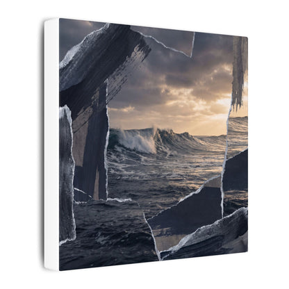 Fukinsei Ocean Wave Canvas Art - Dark Japandi Shadow Zen