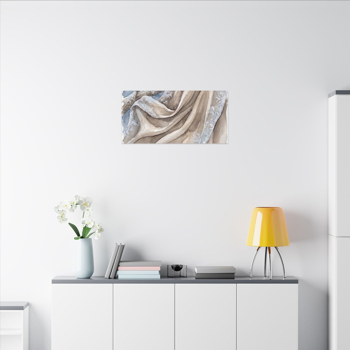 Silk Drape Winter Canvas Art | Japandi Cozy Design