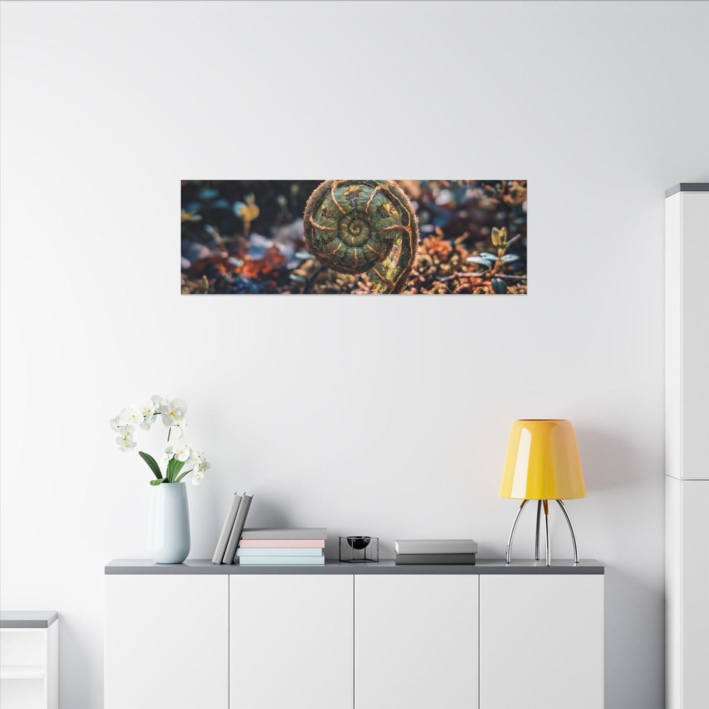 Kintsugi Fern Unfurling in Dappled | Gold Vein Canvas Art