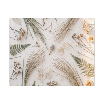 Elegant Dried Flowers Canvas Art - Japanese Pattern Japandi