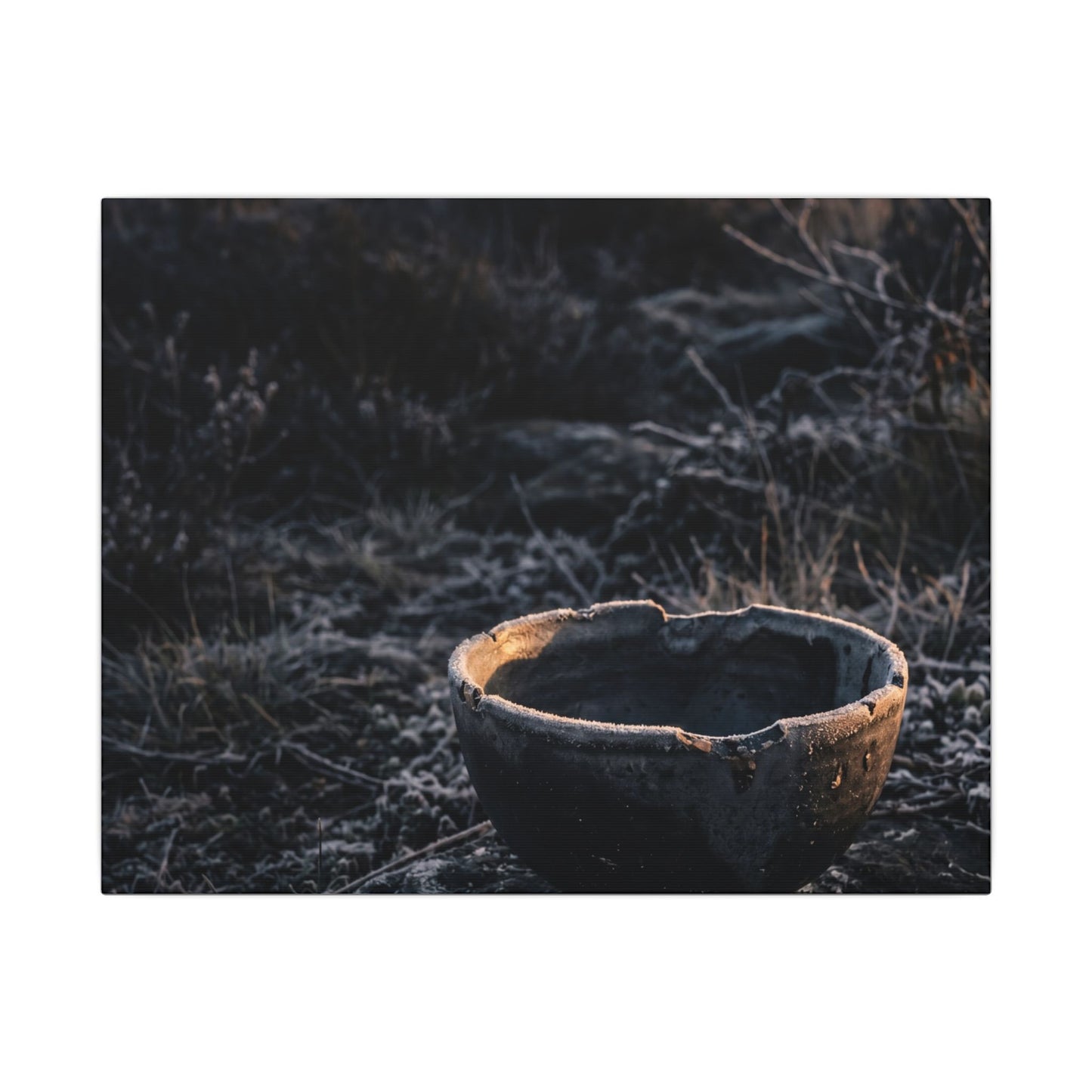 Kanso Ceramic Bowl Canvas Art - Dark Japandi Dark Texture