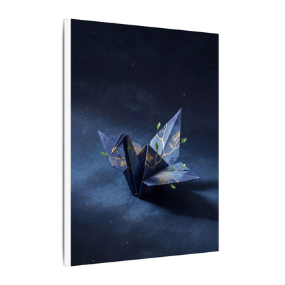 Kintsugi Paper Fold in Moonlight | Crackle Gold Canvas Art