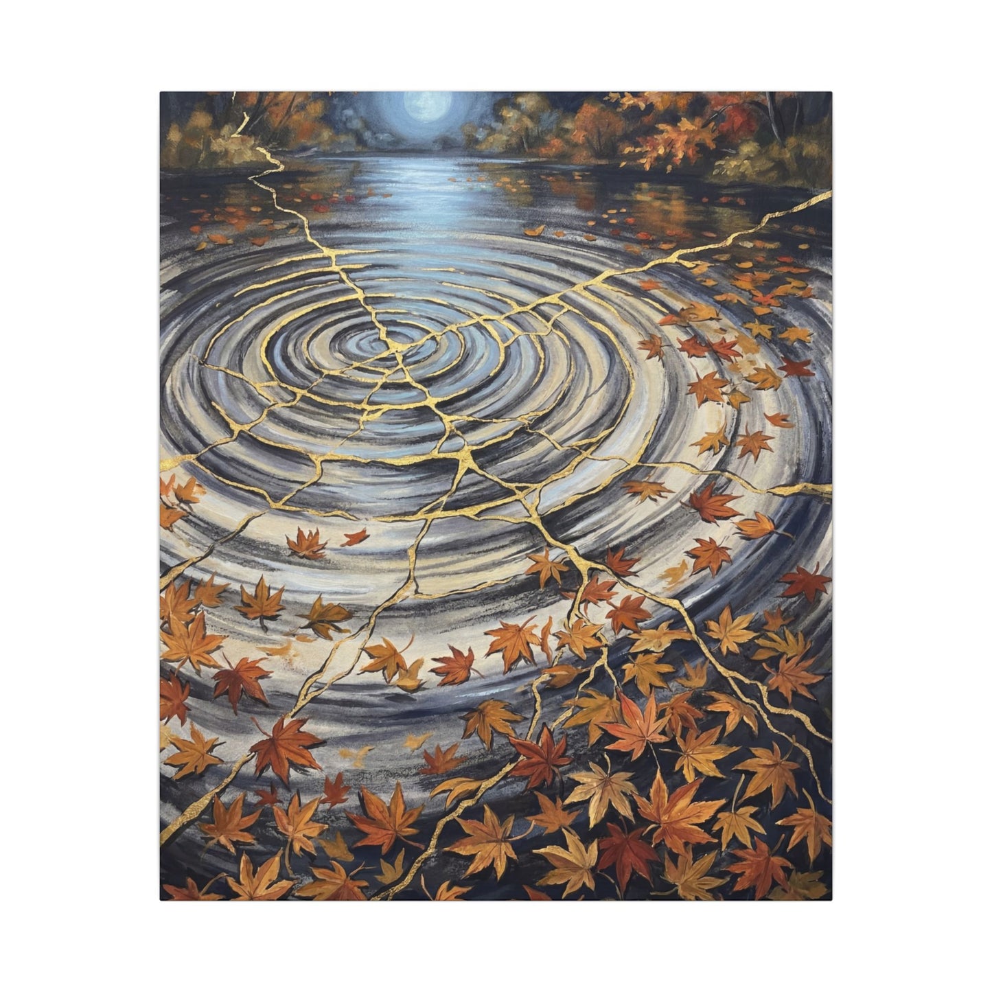 Moonlight Water Ripple Canvas Art - Kintsugi Fukinsei