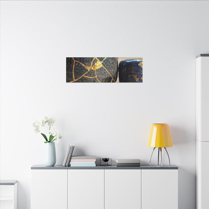 Tea Ceremony Crackle Gold Canvas Art | Philosophical Kintsugi Art