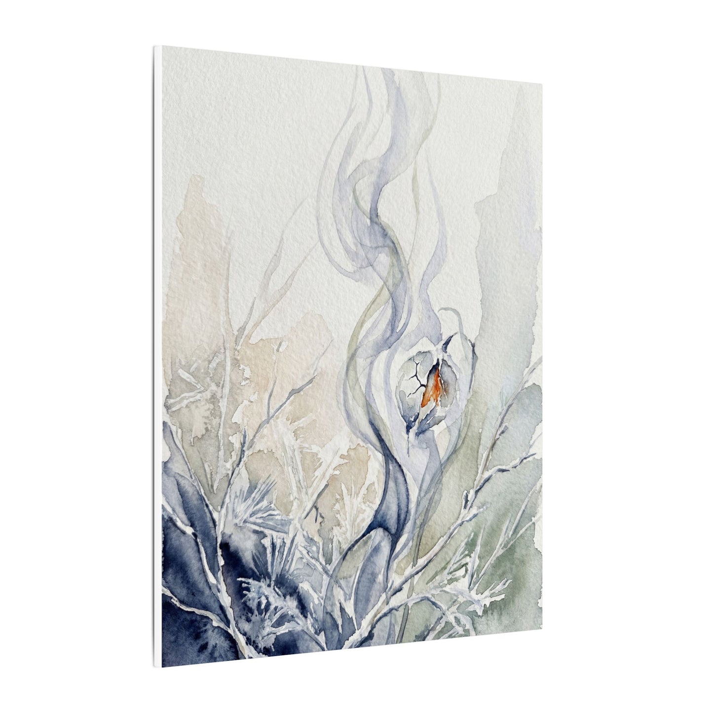 Earthy Incense Smoke Canvas Art - Watercolor Japandi