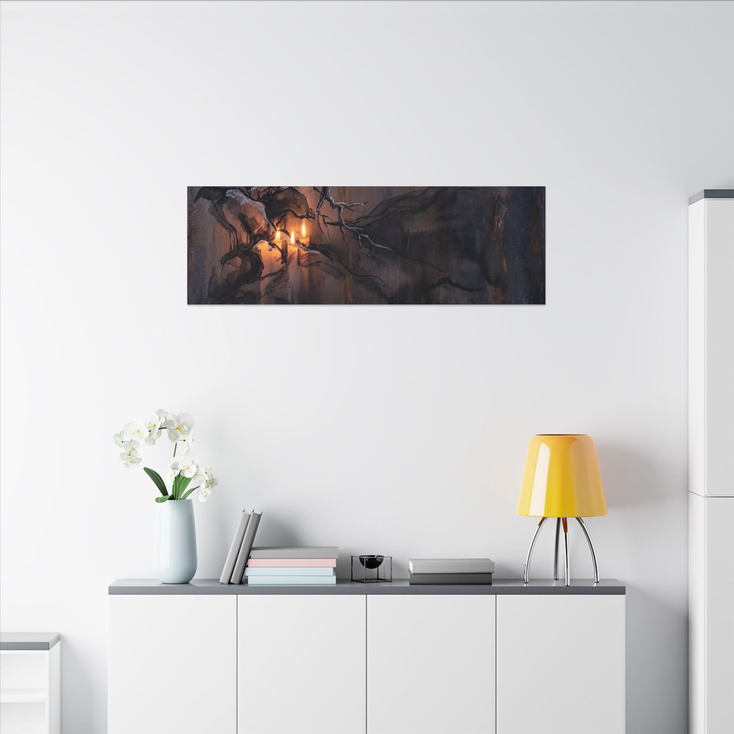 Winter Rust Patina Charcoal Ink Canvas Art | Atmospheric Decor
