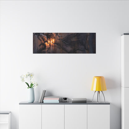 Winter Rust Patina Charcoal Ink Canvas Art | Atmospheric Decor