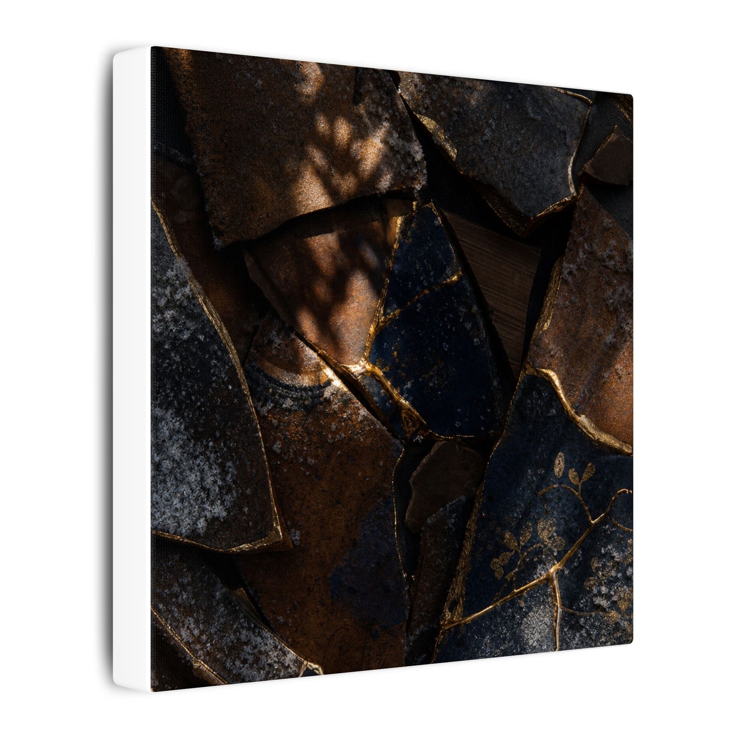 Fukinsei Broken Pottery Canvas Art - Dark Japandi Dark Texture