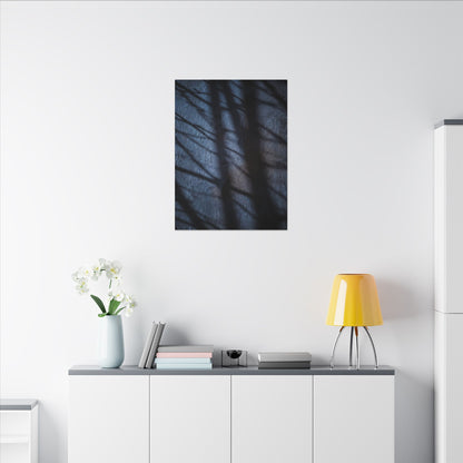 Dark Japandi Shadow Play in Moonlight | Moody Minimal Canvas Art