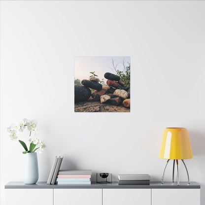 River Stones Canvas Art | Spring Kintsugi Broken Beauty Art