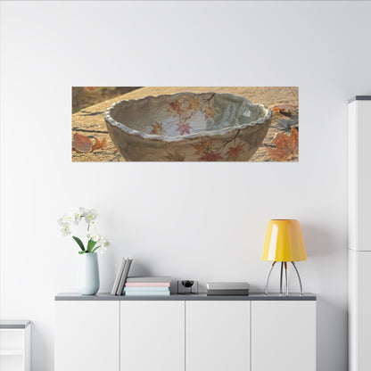 Japandi Ceramic Bowl in Golden Hour | Japanese Pattern Canvas Art