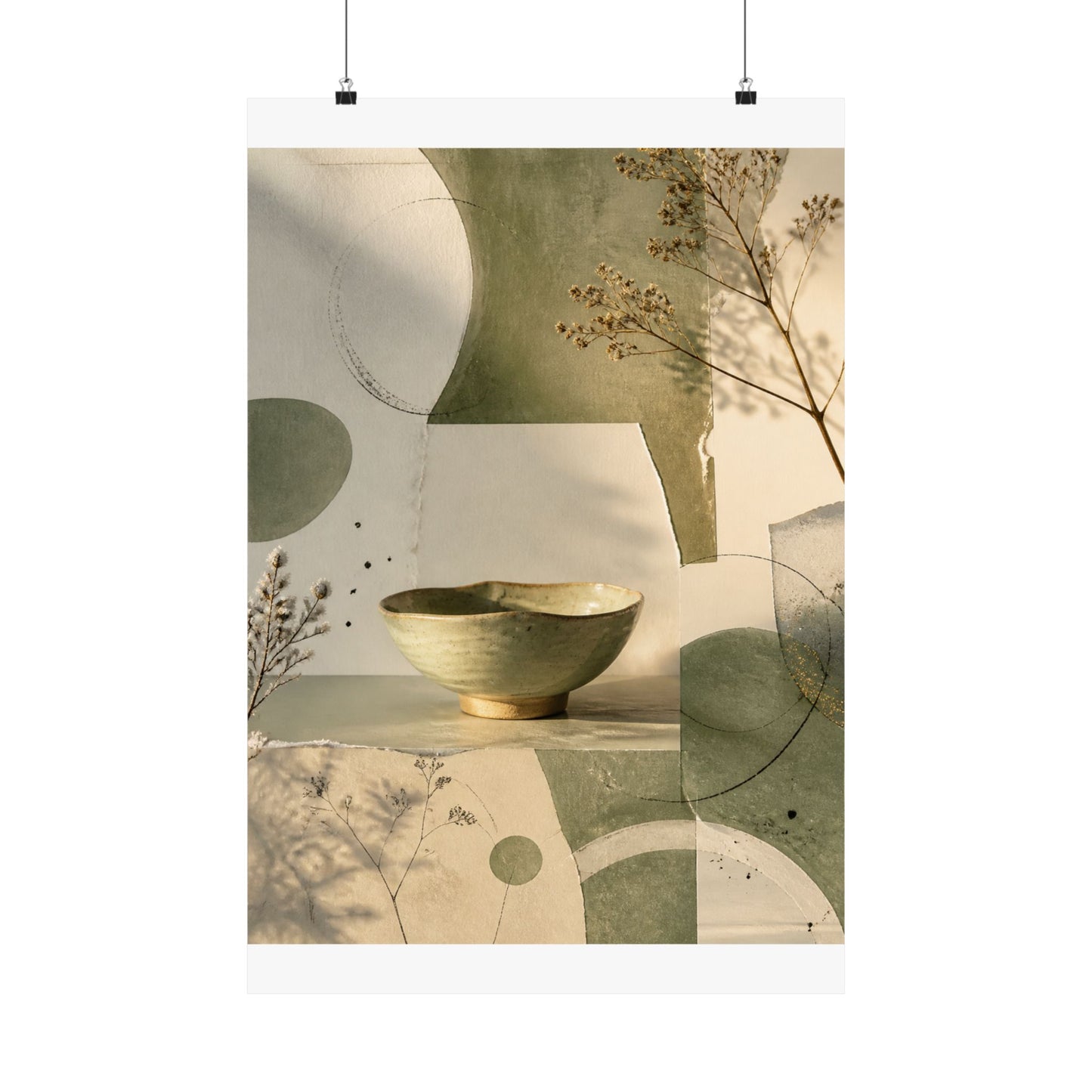 Ma Ceramic Bowl Wall Art Print - Japandi Minimal Line