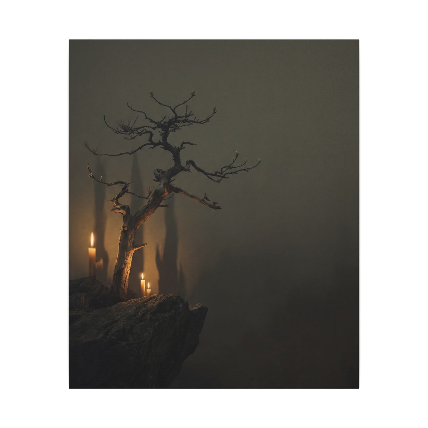 Ma Pine Tree Canvas Art - Dark Japandi Shadow Zen