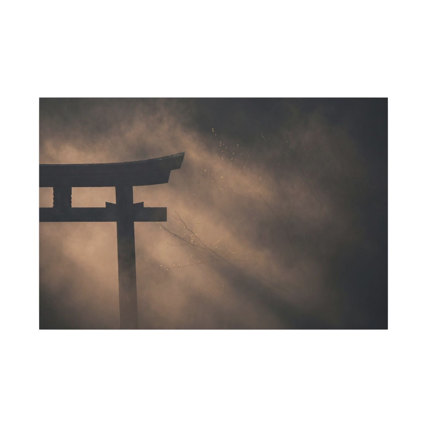 Torii Gate Shadow Zen Canvas Art | Bold Dark Japandi Art