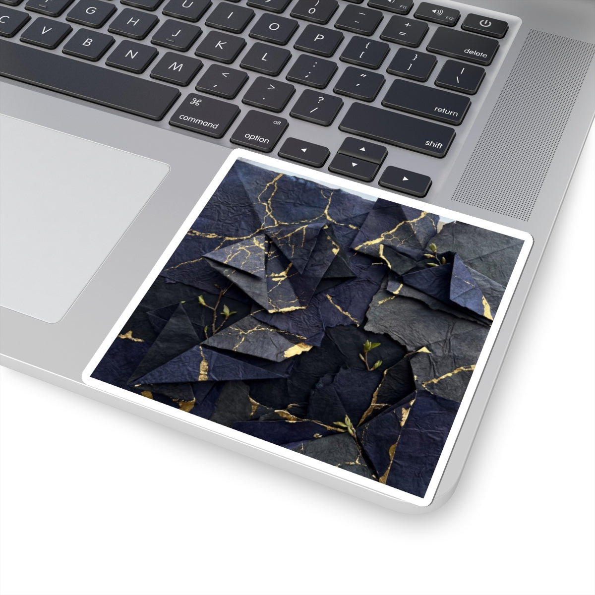 Kintsugi Paper Fold in Overcast | Crackle Gold Sticker Art Print