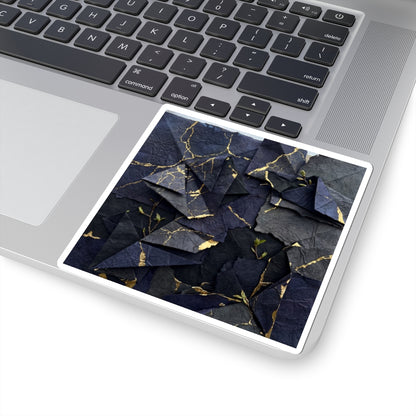 Kintsugi Paper Fold in Overcast | Crackle Gold Sticker Art Print