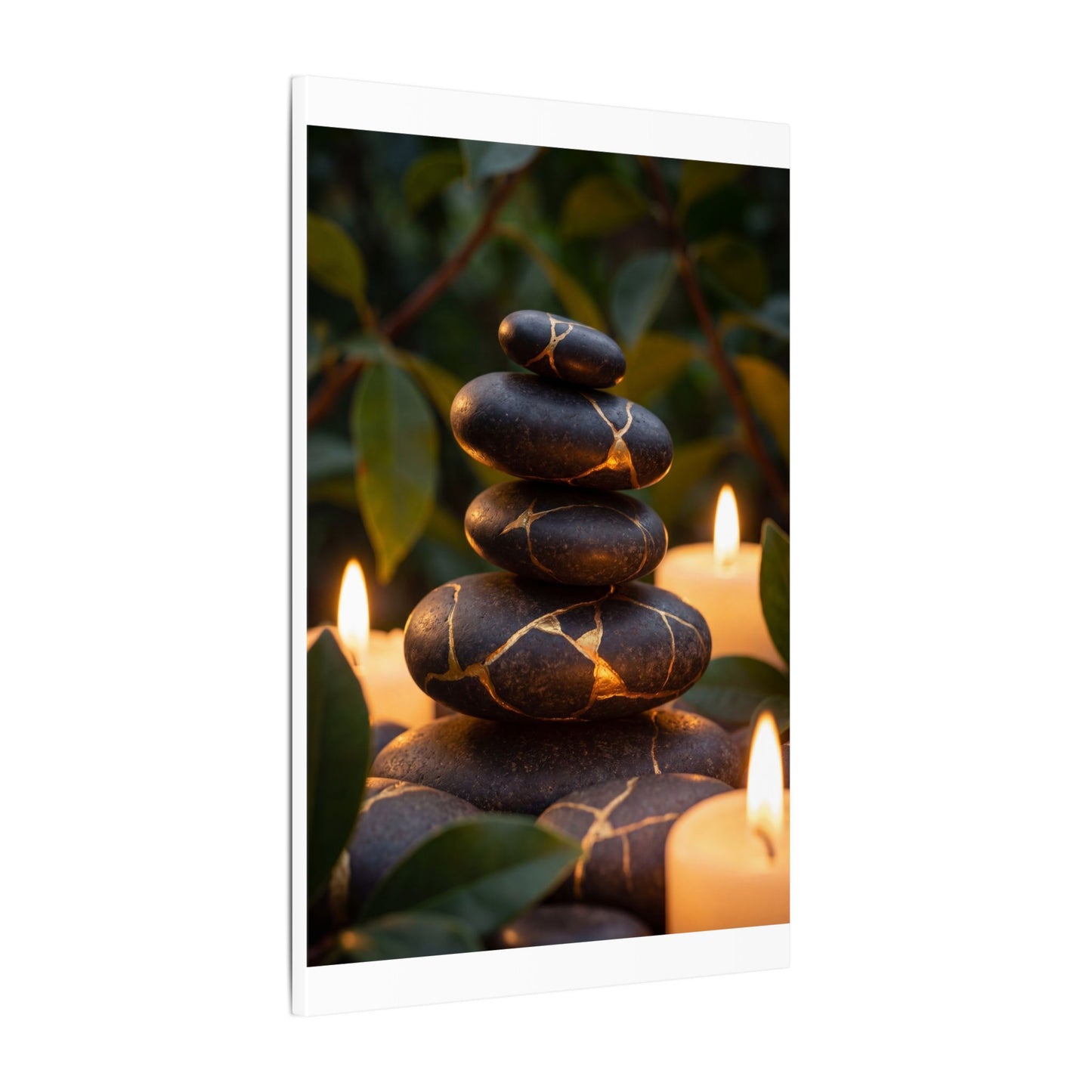 Summer River Stones Gold Vein Canvas Art | Philosophical Decor