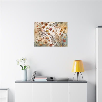 Dried Flowers Canvas Art | Autumn Japandi Watercolor Art
