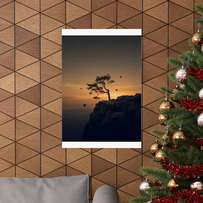 Pine Tree Wall Art Print | Autumn Dark Japandi Moody Minimal Art
