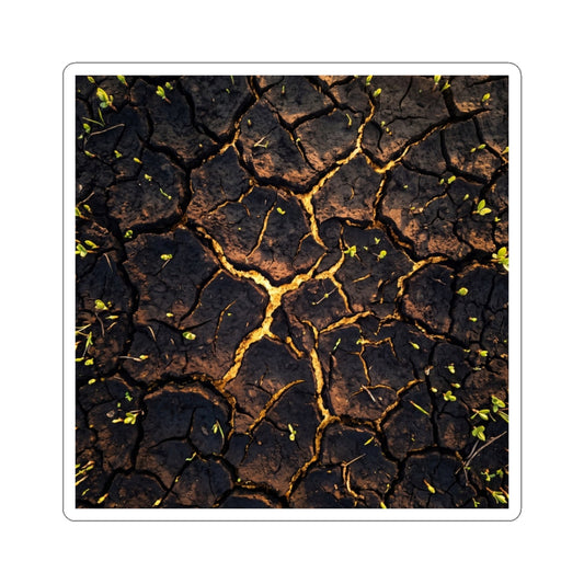 Golden Hour Cracked Earth Sticker - Dark Japandi Seijaku