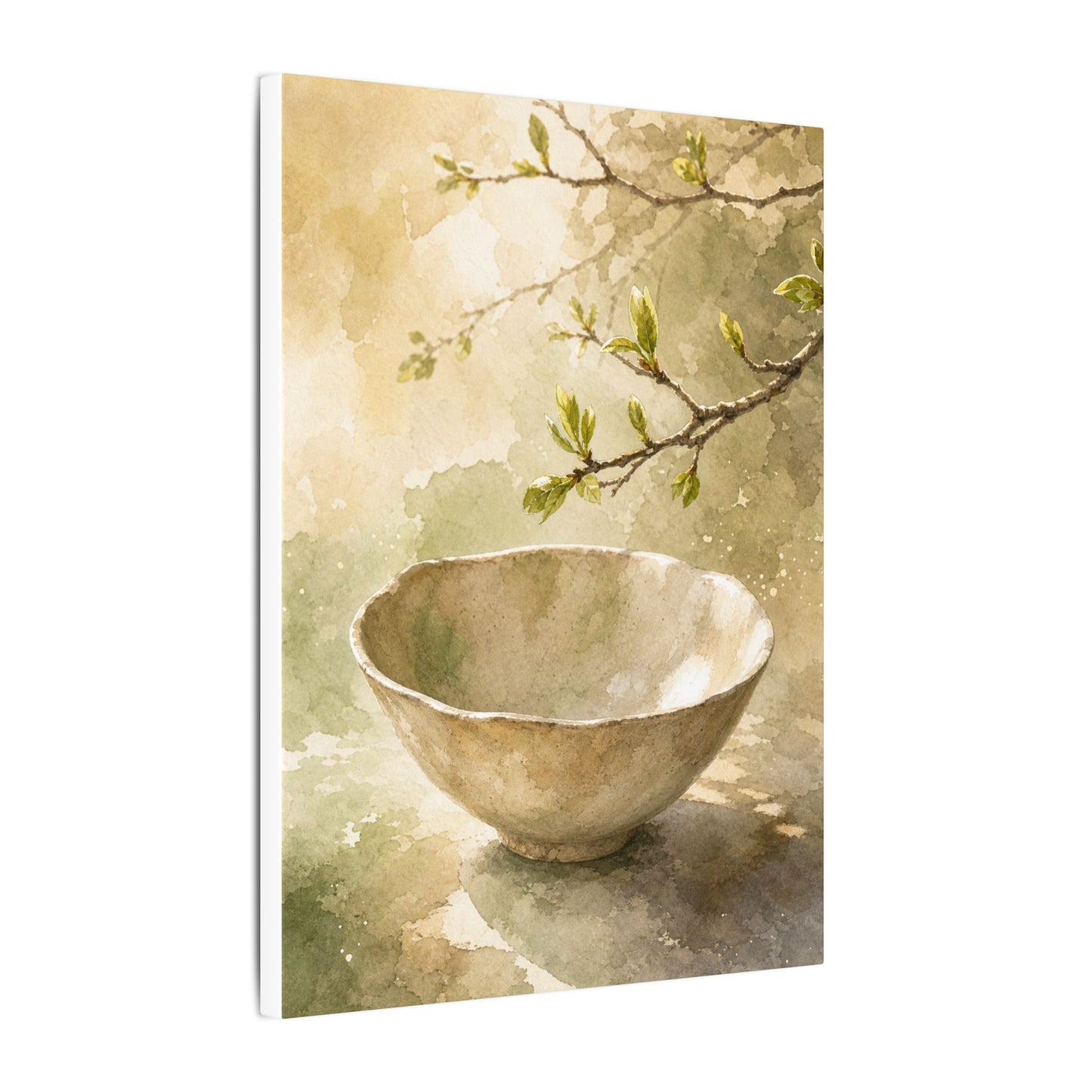 Warm Ceramic Bowl Canvas Art - Watercolor Japandi