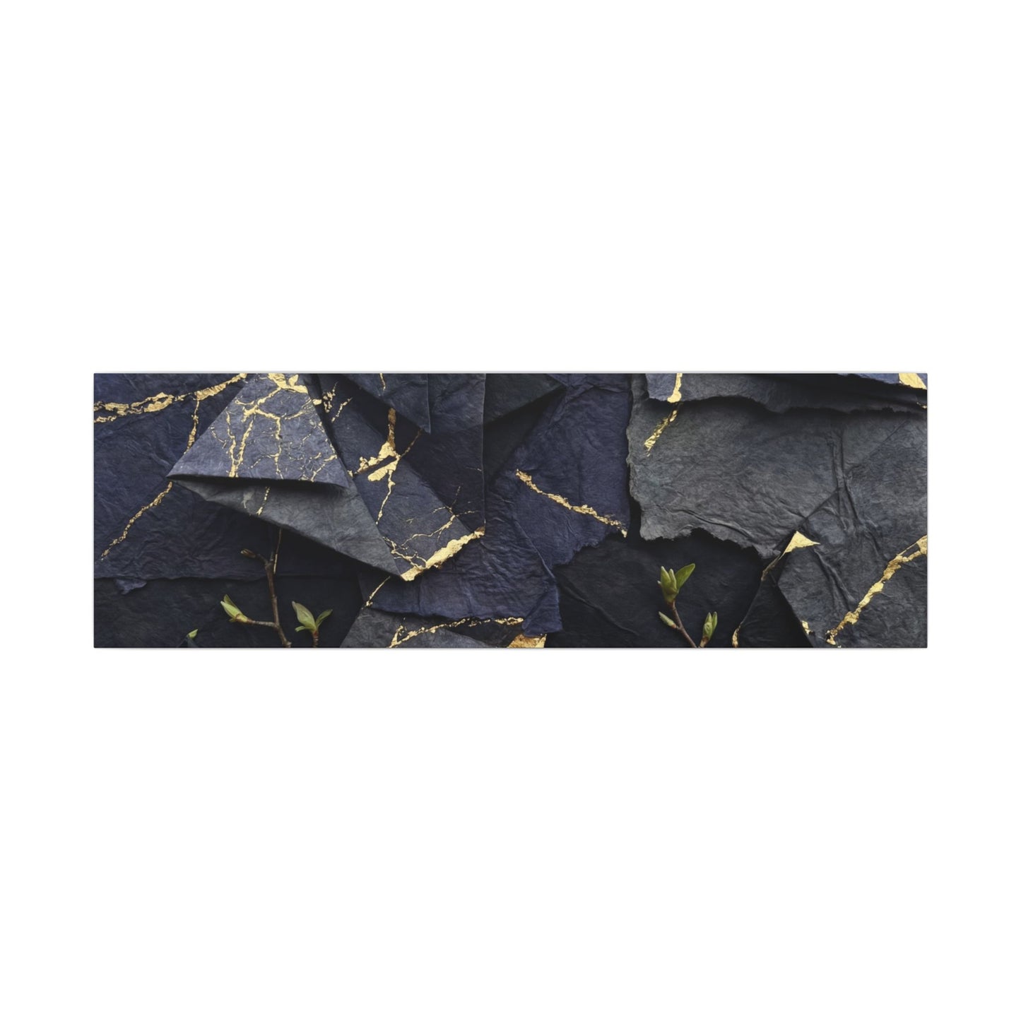 Beautiful Paper Fold Canvas Art - Crackle Gold Kintsugi