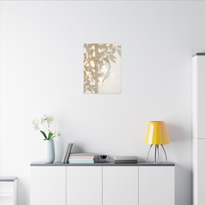Warm Shoji Screen Canvas Art - Minimal Line Japandi