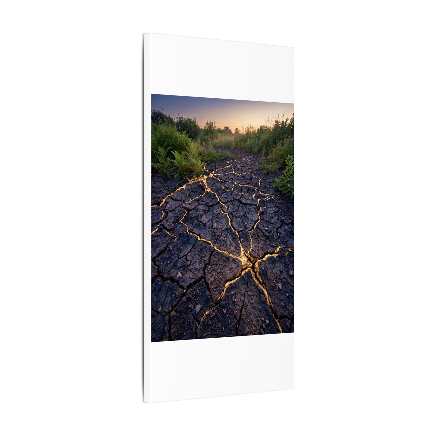 Cracked Earth Canvas Art | Summer Kintsugi Crackle Gold Art