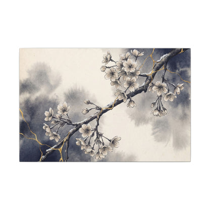 Ma Cherry Blossom Canvas Art - Kintsugi Gold Vein