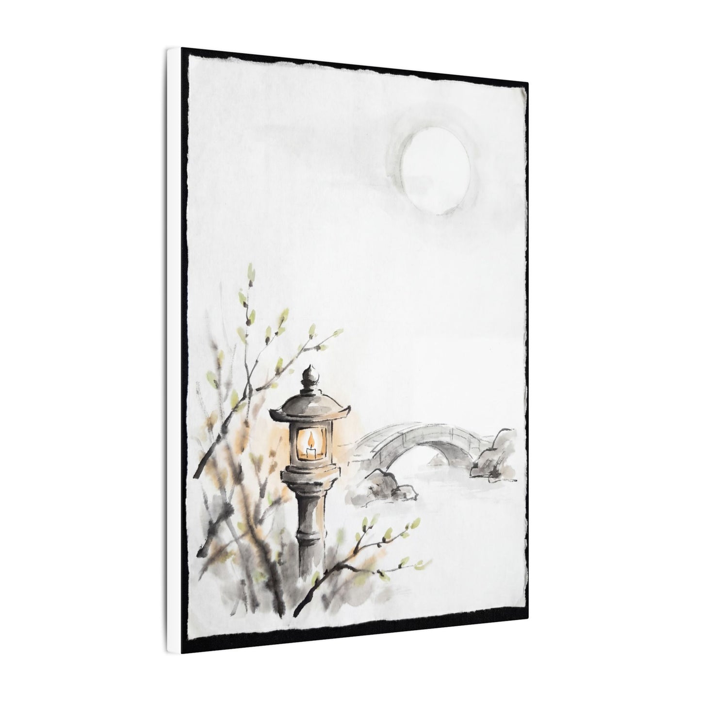 Moonlit Garden Spring Canvas Art | Zen Contemplative Design