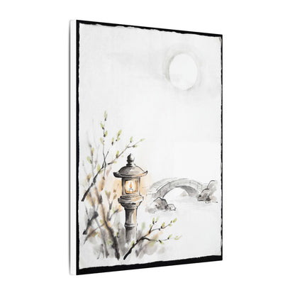 Moonlit Garden Spring Canvas Art | Zen Contemplative Design
