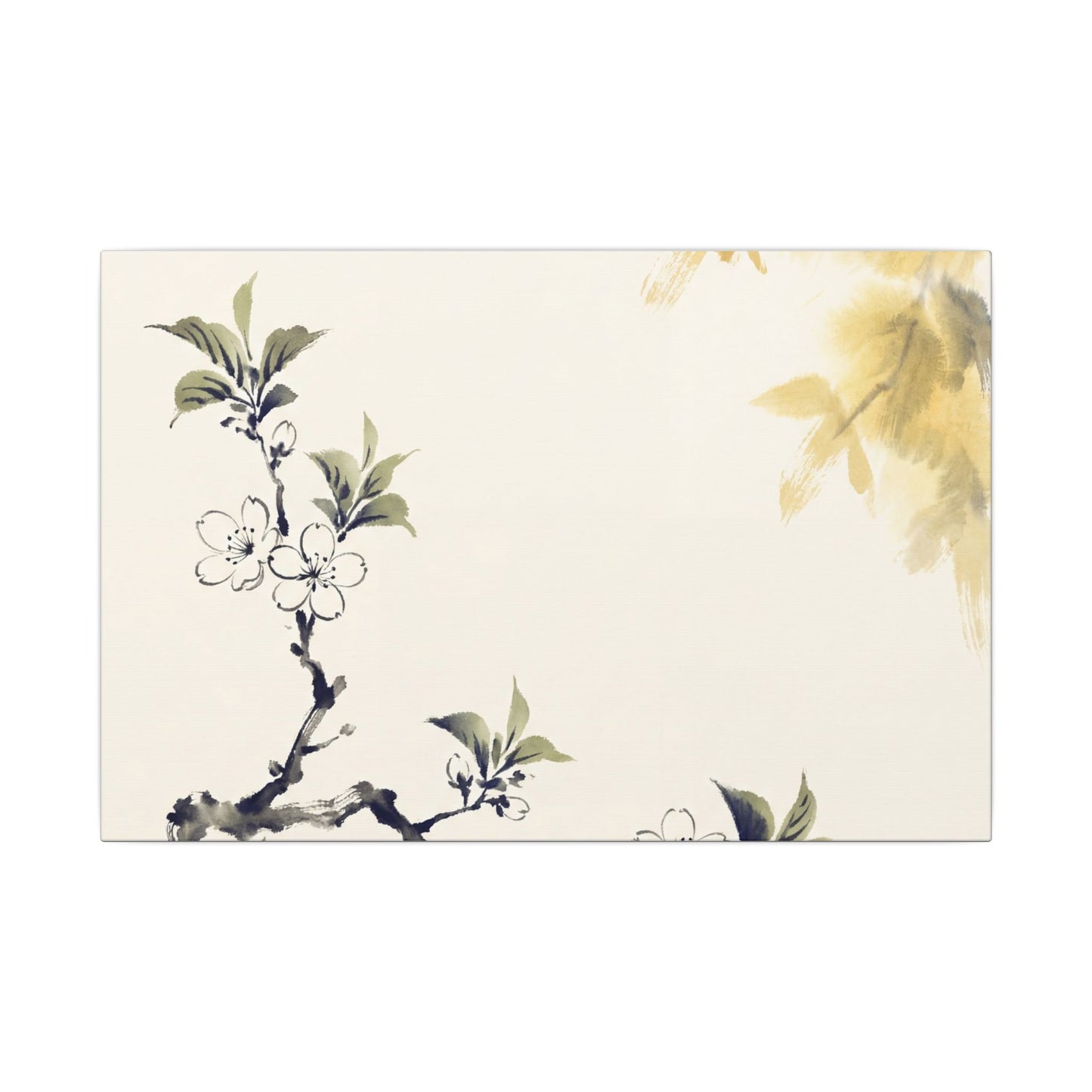 Kanso Cherry Blossom Canvas Art - Zen Sumi E