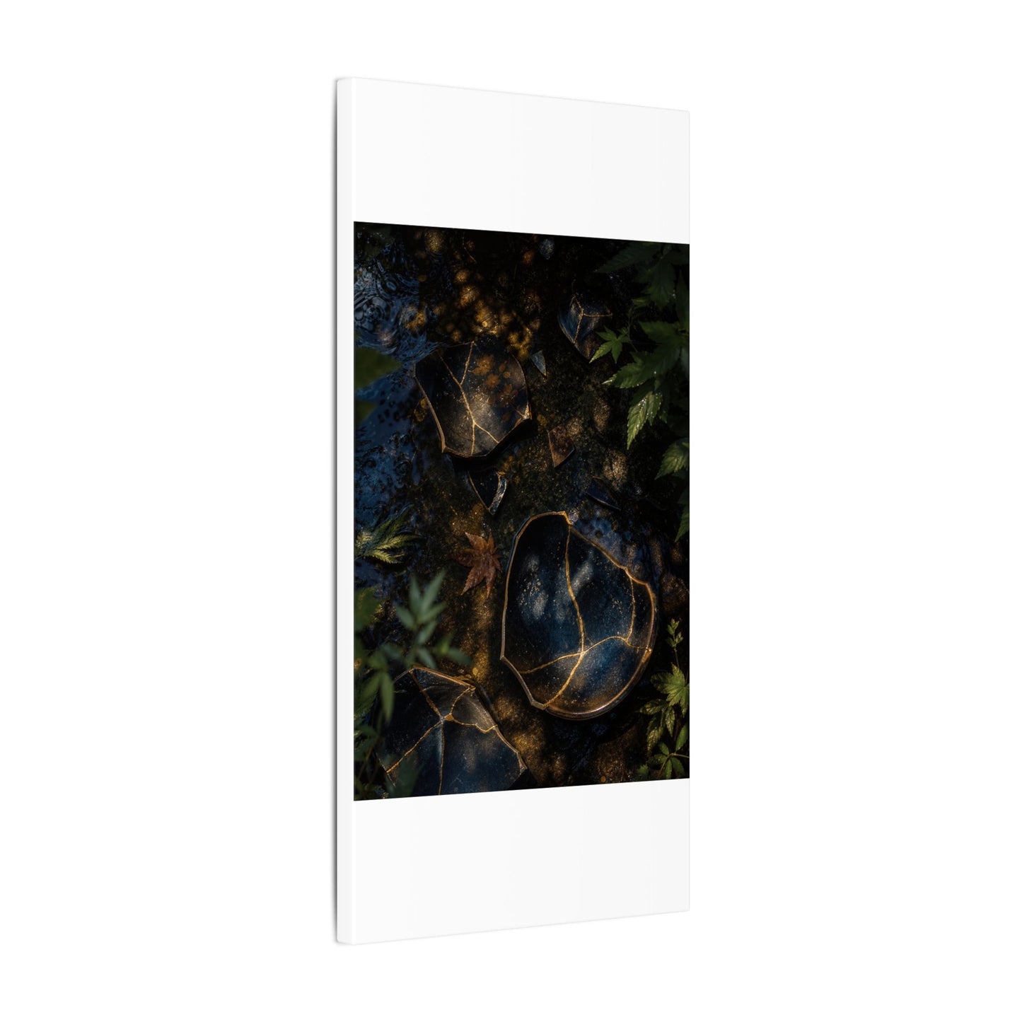 Dark Japandi Broken Pottery in Dappled | Shadow Zen Canvas Art