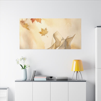 Japandi Paper Fold in Golden Hour | Watercolor Canvas Art