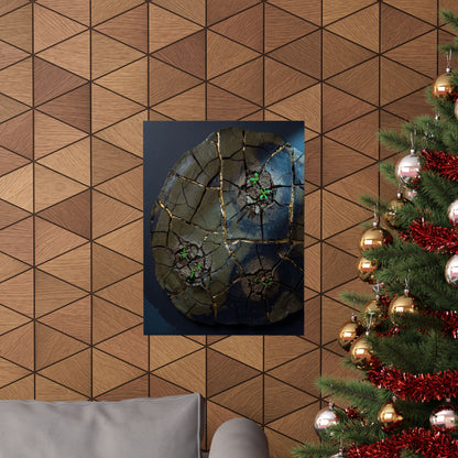 Moonlight Cracked Earth Wall Art Print - Dark Japandi Kanso