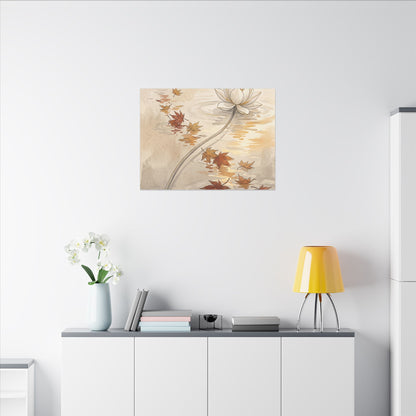 Lotus Flower Canvas Art | Autumn Japandi Minimal Line Art