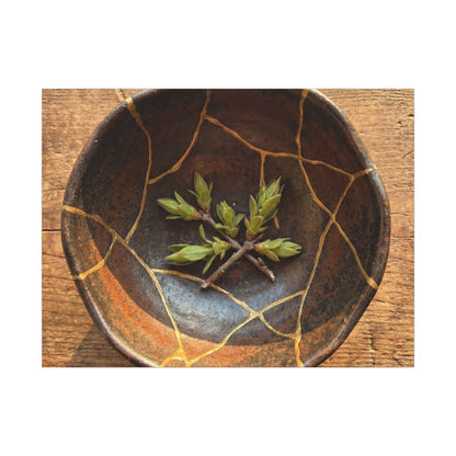 Ceramic Bowl Gold Repair Canvas Art | Resilient Kintsugi Art