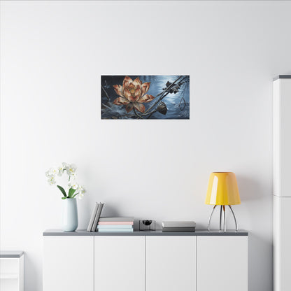 Winter Lotus Flower Broken Beauty Canvas Art | Healing Decor